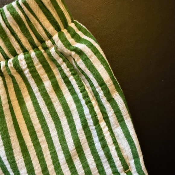 Lake Pajamas Hamptons Cotton Gauze Pants Set in Green Awning Stripe - Picture 11 of 12